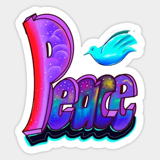 Peace word with dove Peace graffiti text Peace Sticker